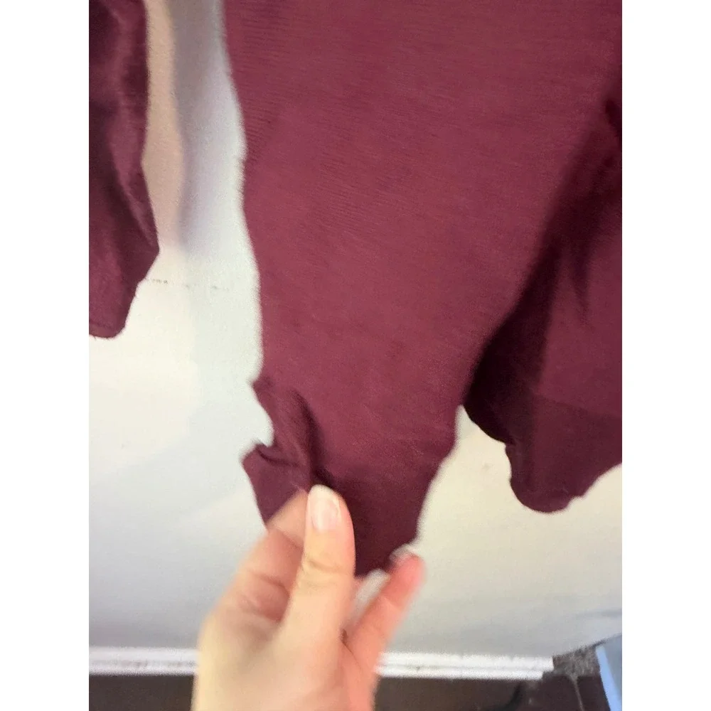 Michael Kors Womens Burgundy Long Sleeve Knit Sweater Gold Logo Plate Size L